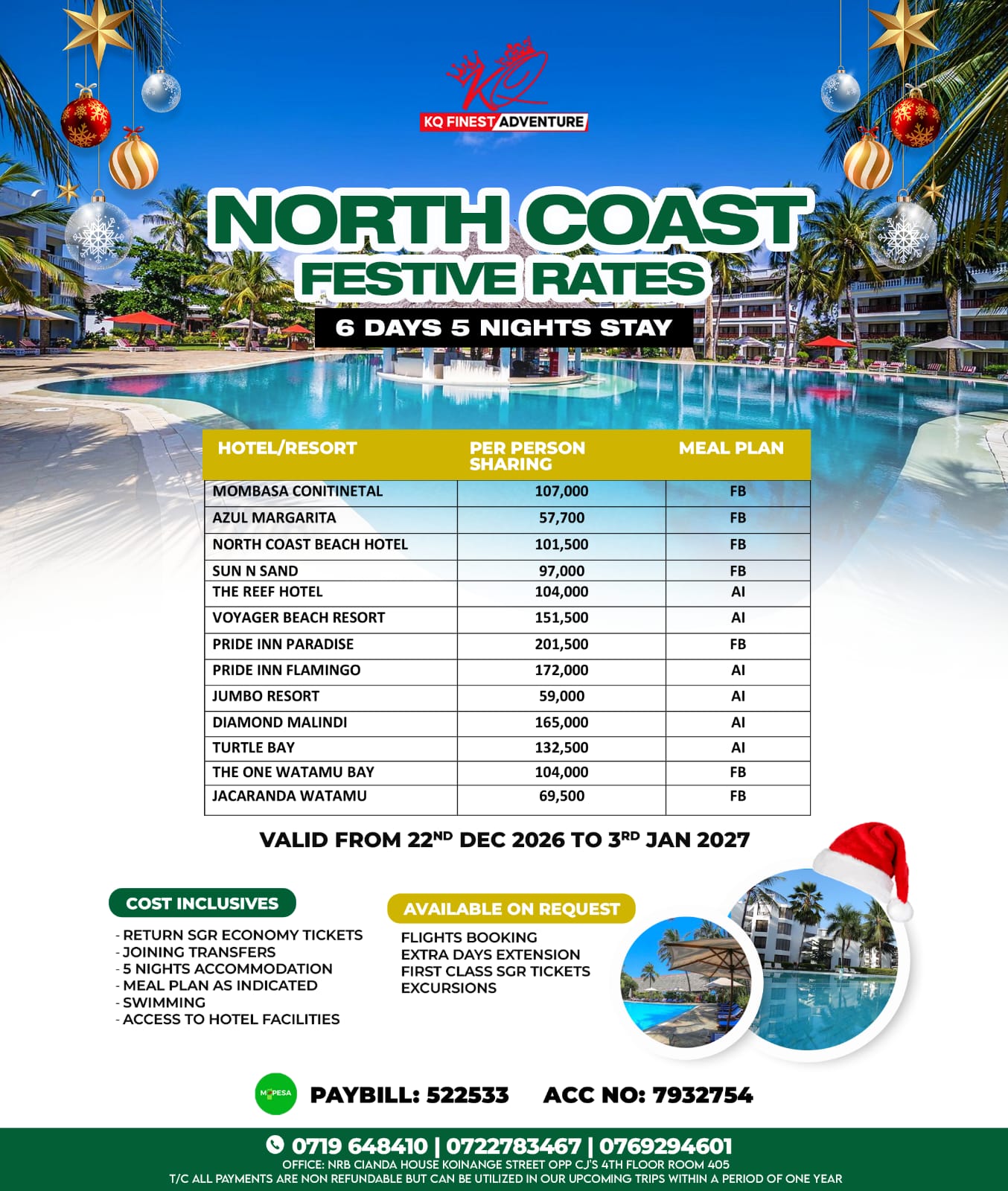North Coast Festive Rates poster