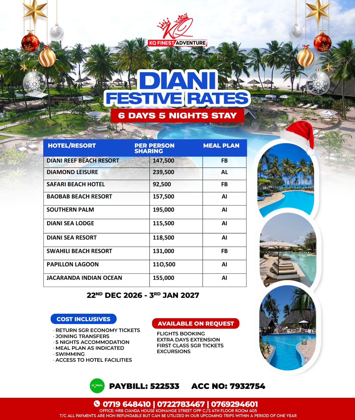 Diani Festive Rates poster